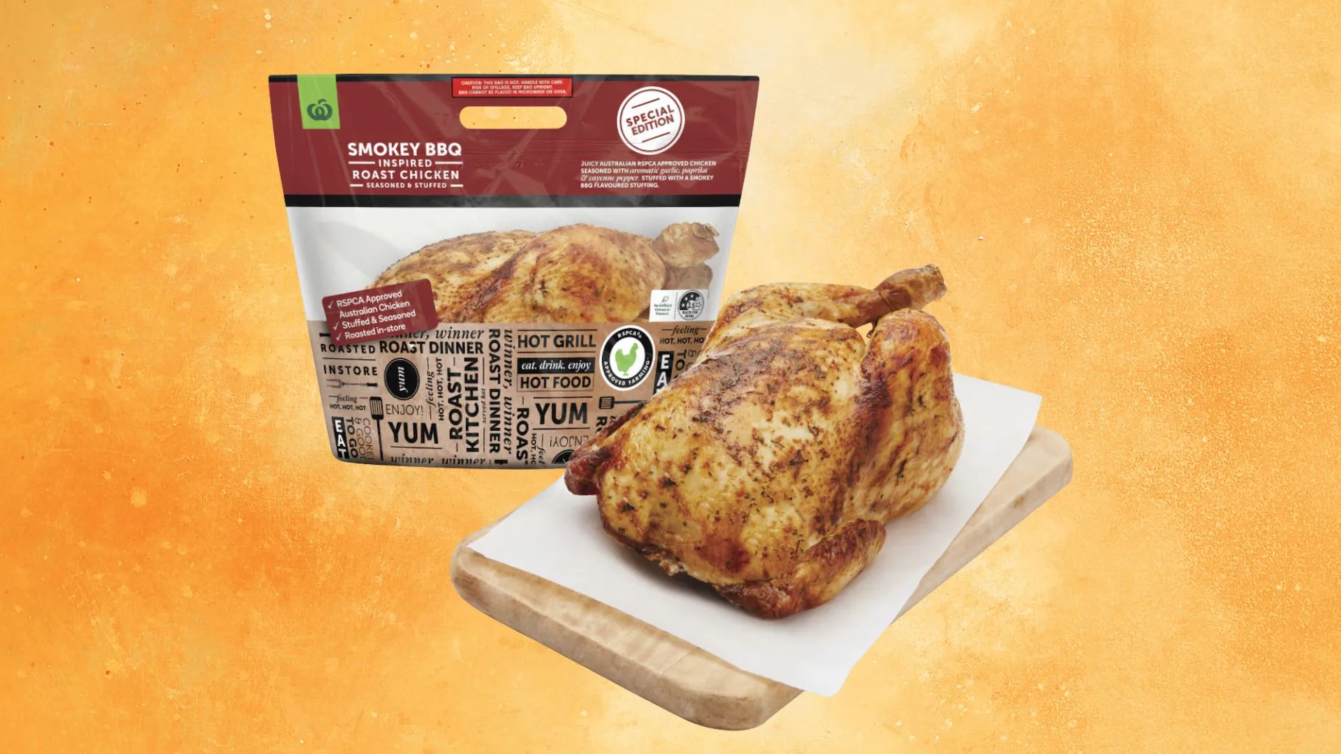 Woolworths Smokey BBQ Hot Roast Chicken 
