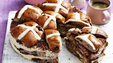 Mocha Hot Cross Bun Layer Cake