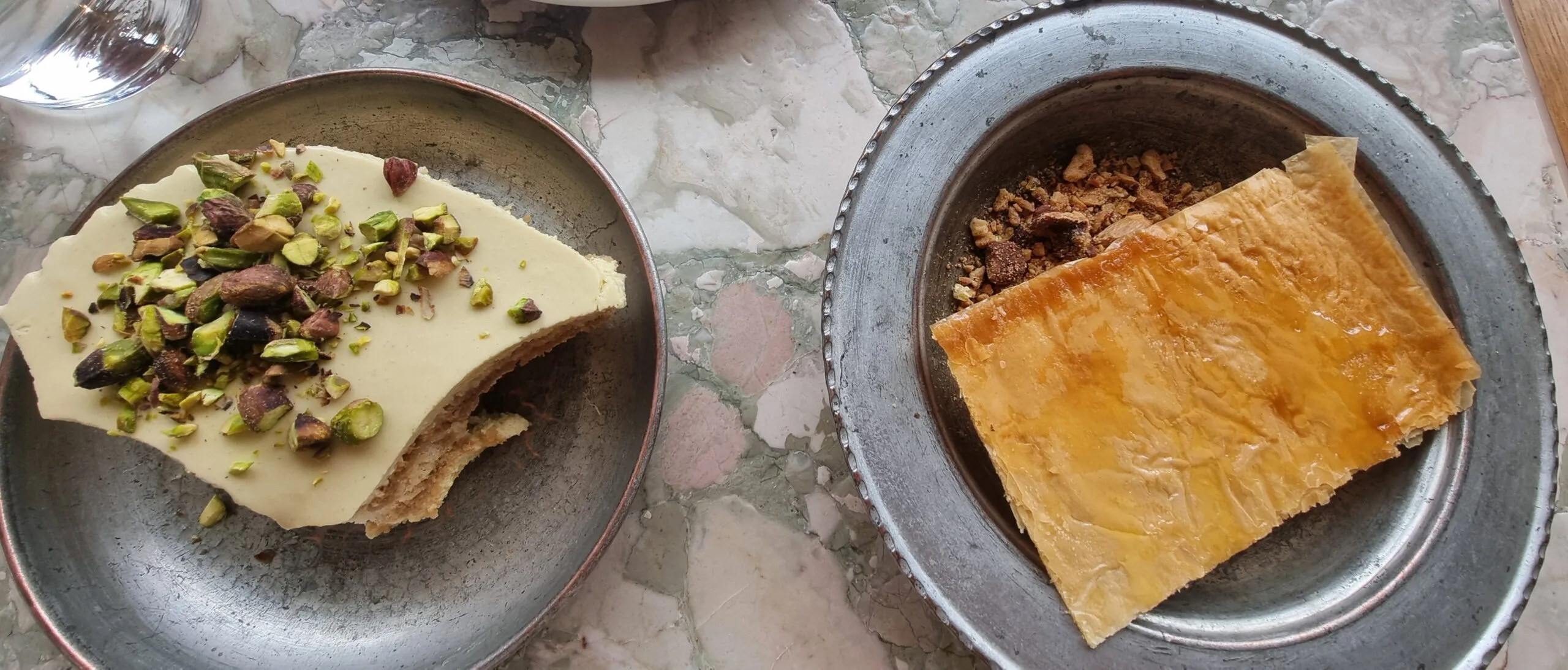 Deconstructed baklava and pistachio tiramisu