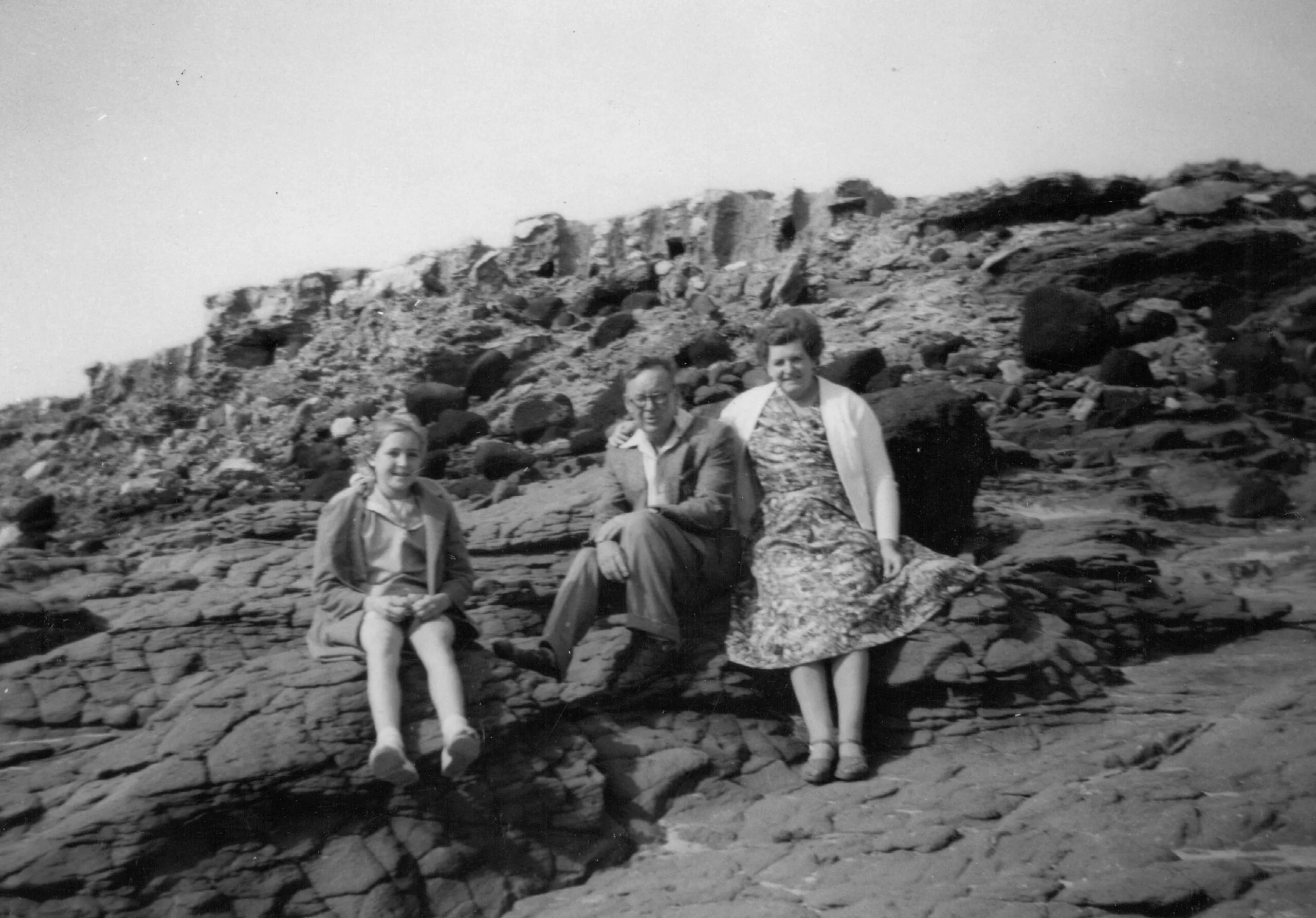 Merle, her mother and father at the Blow Holes Portland 1961 