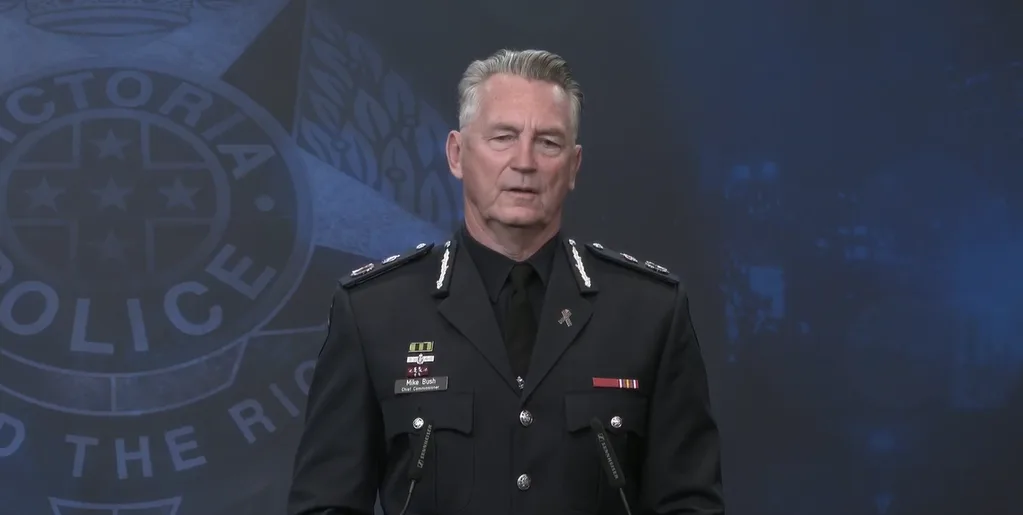 Victoria Police Commissioner Mike Bush at the Dezi Freeman conference