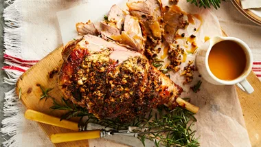 This Herb and Bacon Seasoned Lamb is a Sunday roast sensation