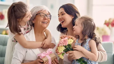 mother and grandmother with younger children