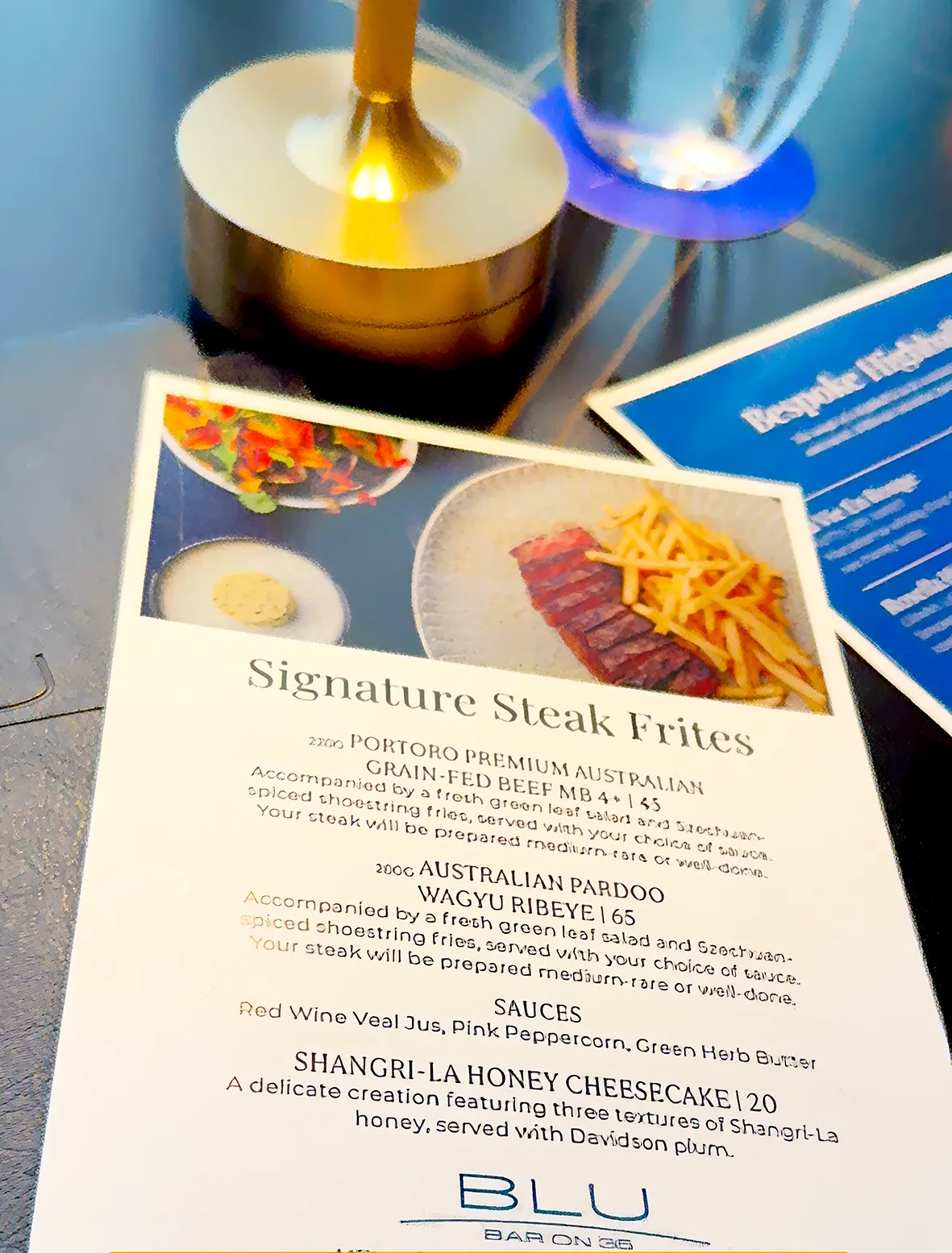 Blu bar menu
