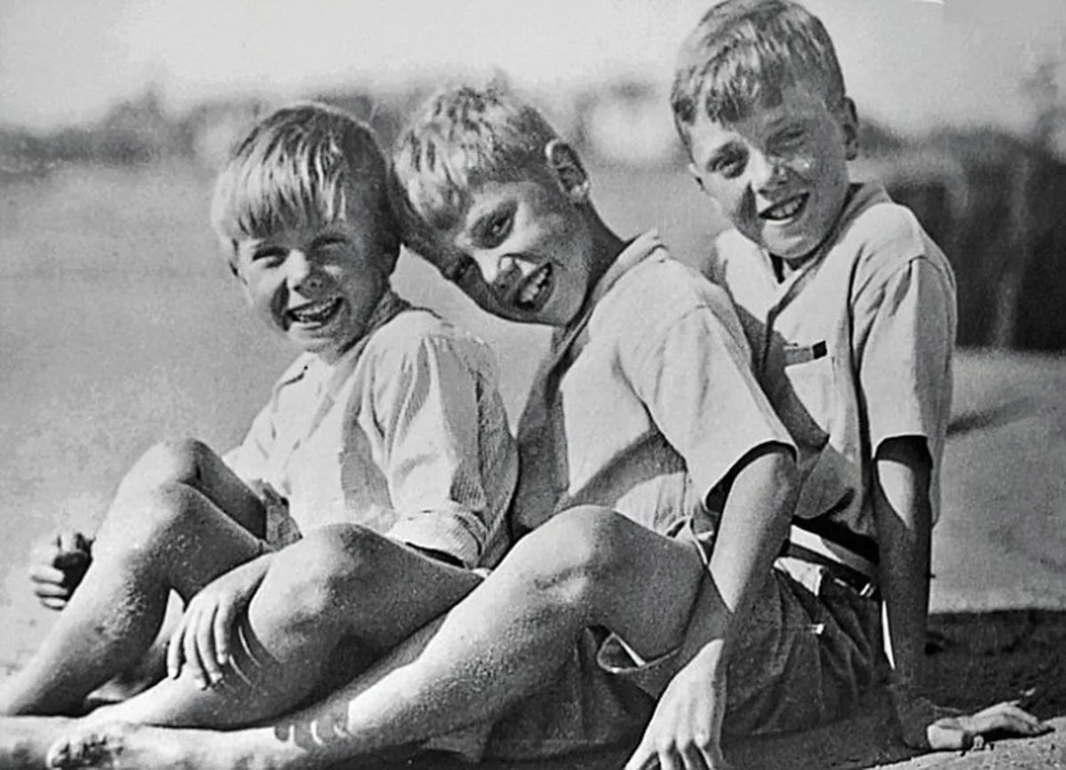 David Attenborough with brothers as a child