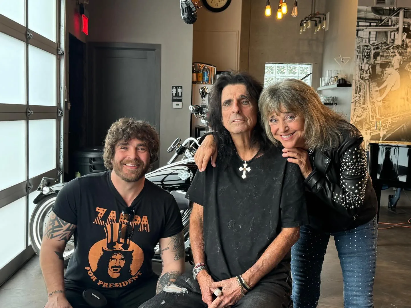 Suzi Quatro with son Richard and Alice Cooper