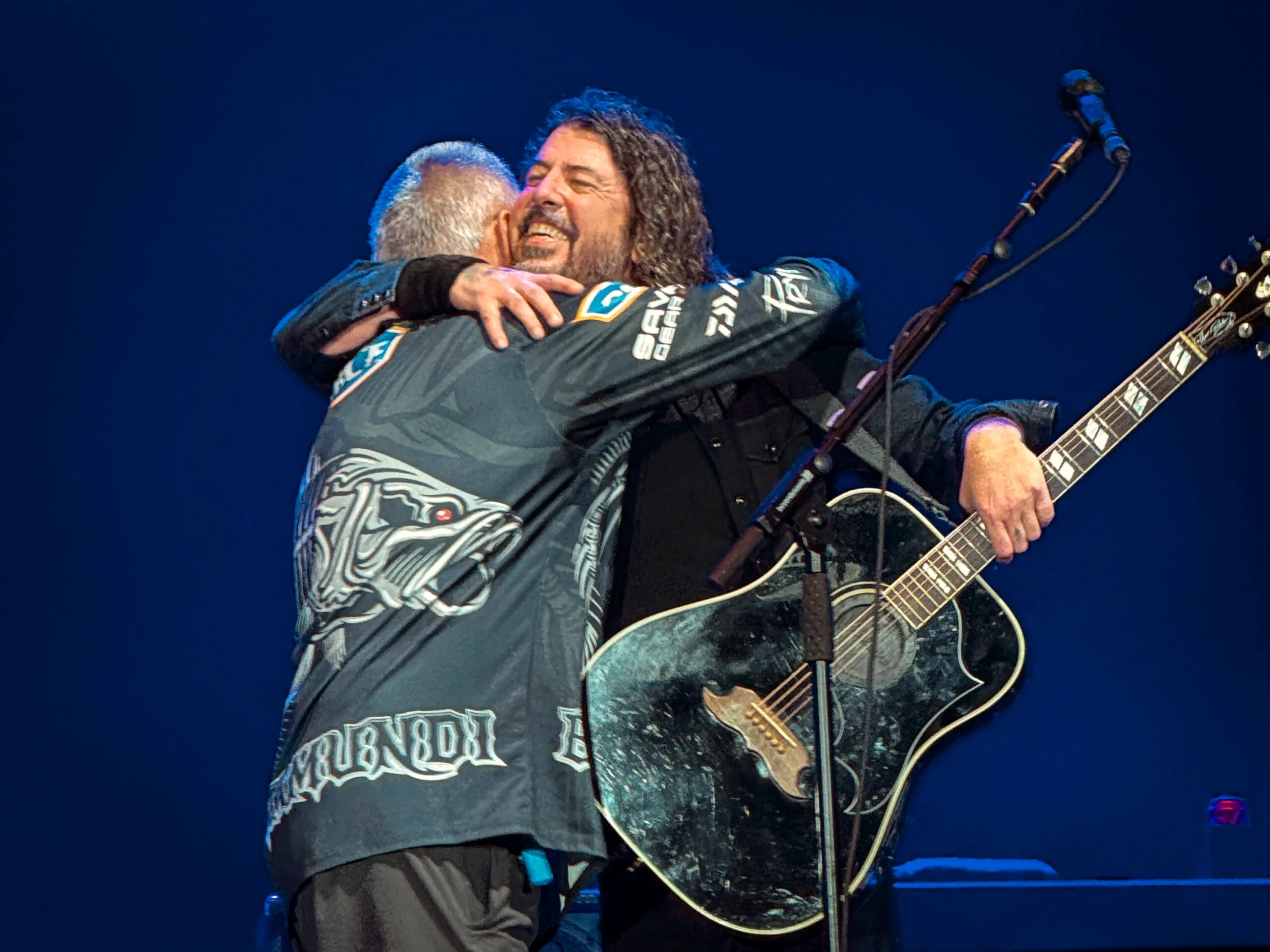 Brant Webb on stage with Foo Fighters in Tasmania, Beaconsfield Mine survivor 2006.