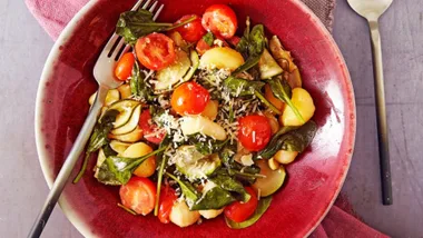 Pan-fried Gnocchi with Zucchini and Spinach