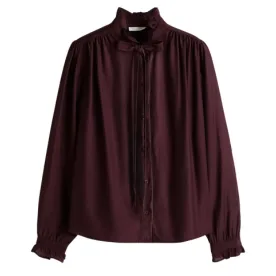 h&m plum bow collar blouse 