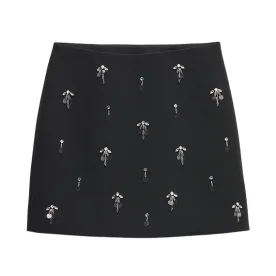 marks and spencer black embellished mini skirt