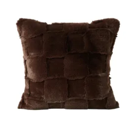 Adairs faux fur chocolate brown cushion 