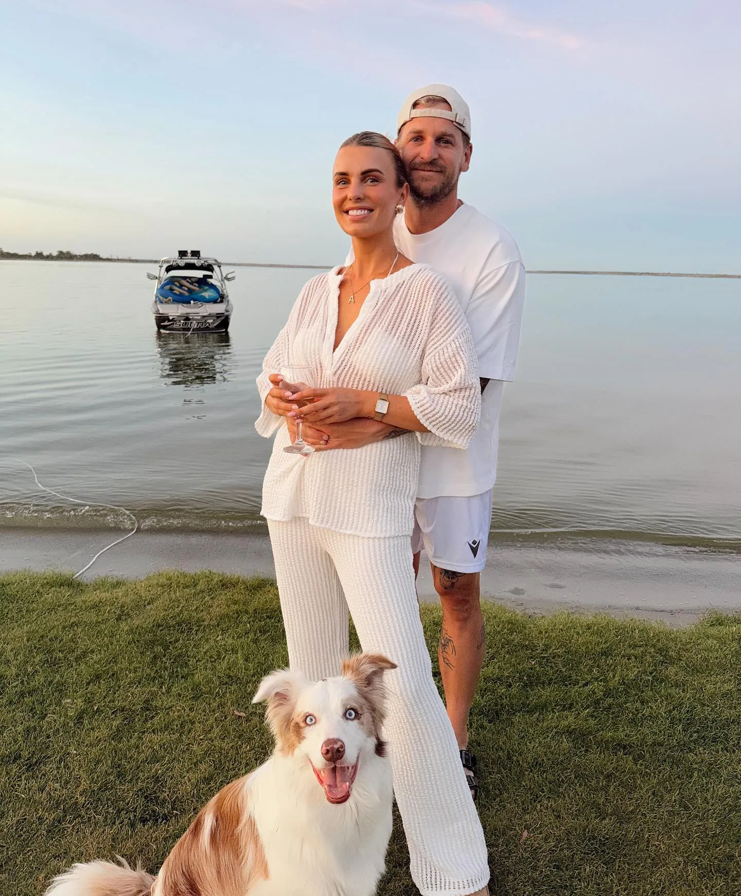 Robby The Block 2025 with his partner Alyssa and dog Hamish