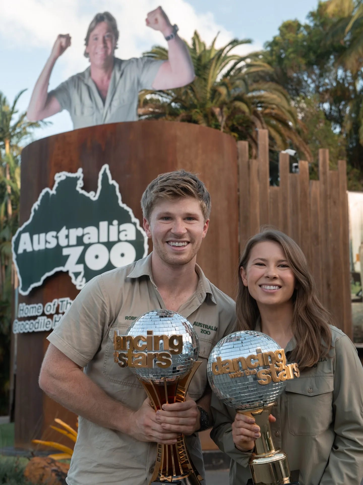 Robert Irwin and Bindi Irwin with their Dancing with the Stars trophies 