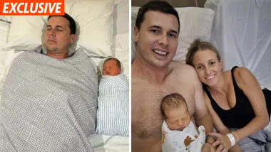 Nic Gogglebox with his wife Courtney and baby Georgie