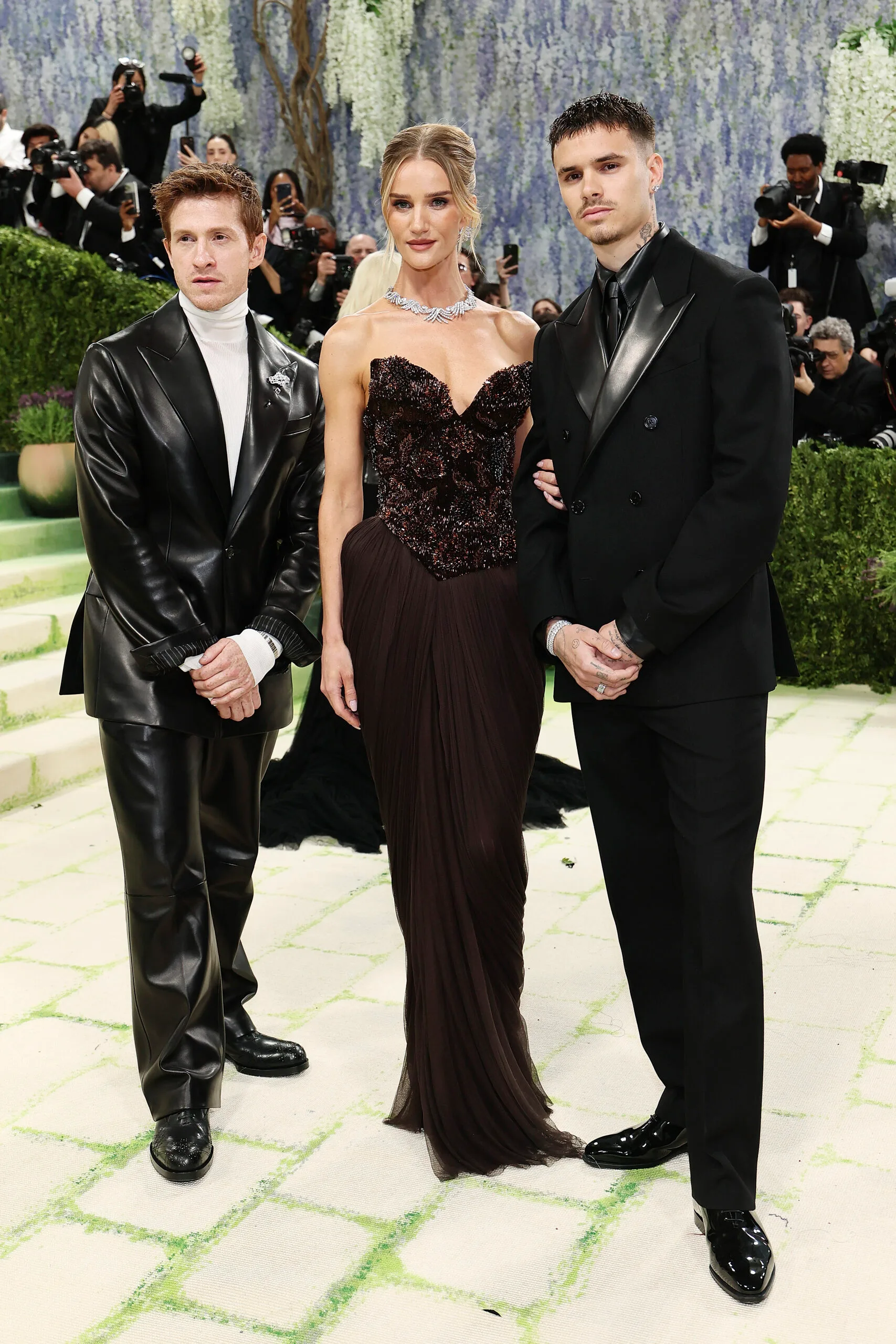 Romeo Beckham, Rosie Huntington-Whiteley and Daniel Lee 2026 Met Gala 