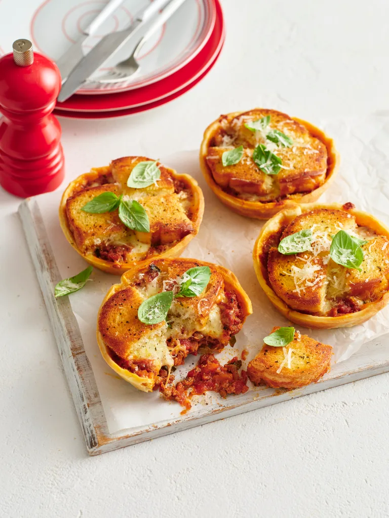 Garlic Bread Bolognese Pies