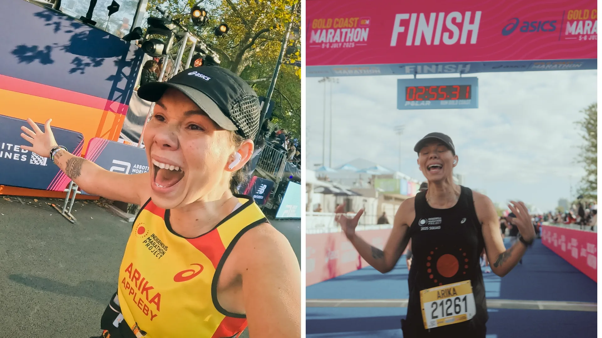 Arika Appleby at the marathon finish line