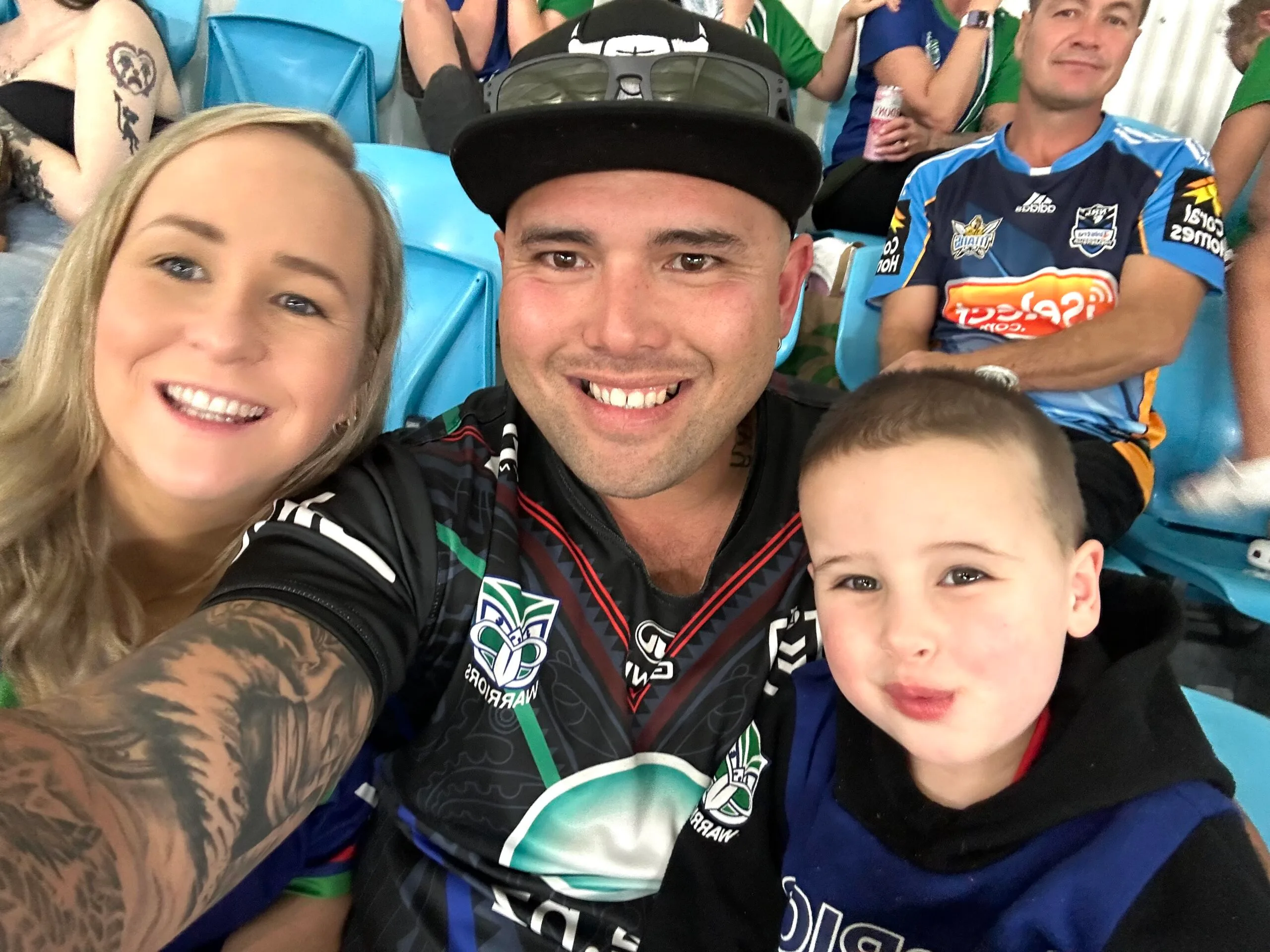 The Reedy family in Queensland on holiday shortly after Hudson&rsquo;s overdose was discovered, supporting his recovery together.