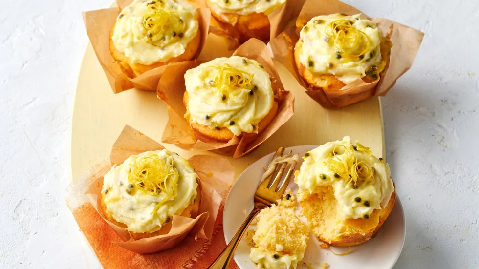 Passionfruit Lemon Cupcakes with Frosting       