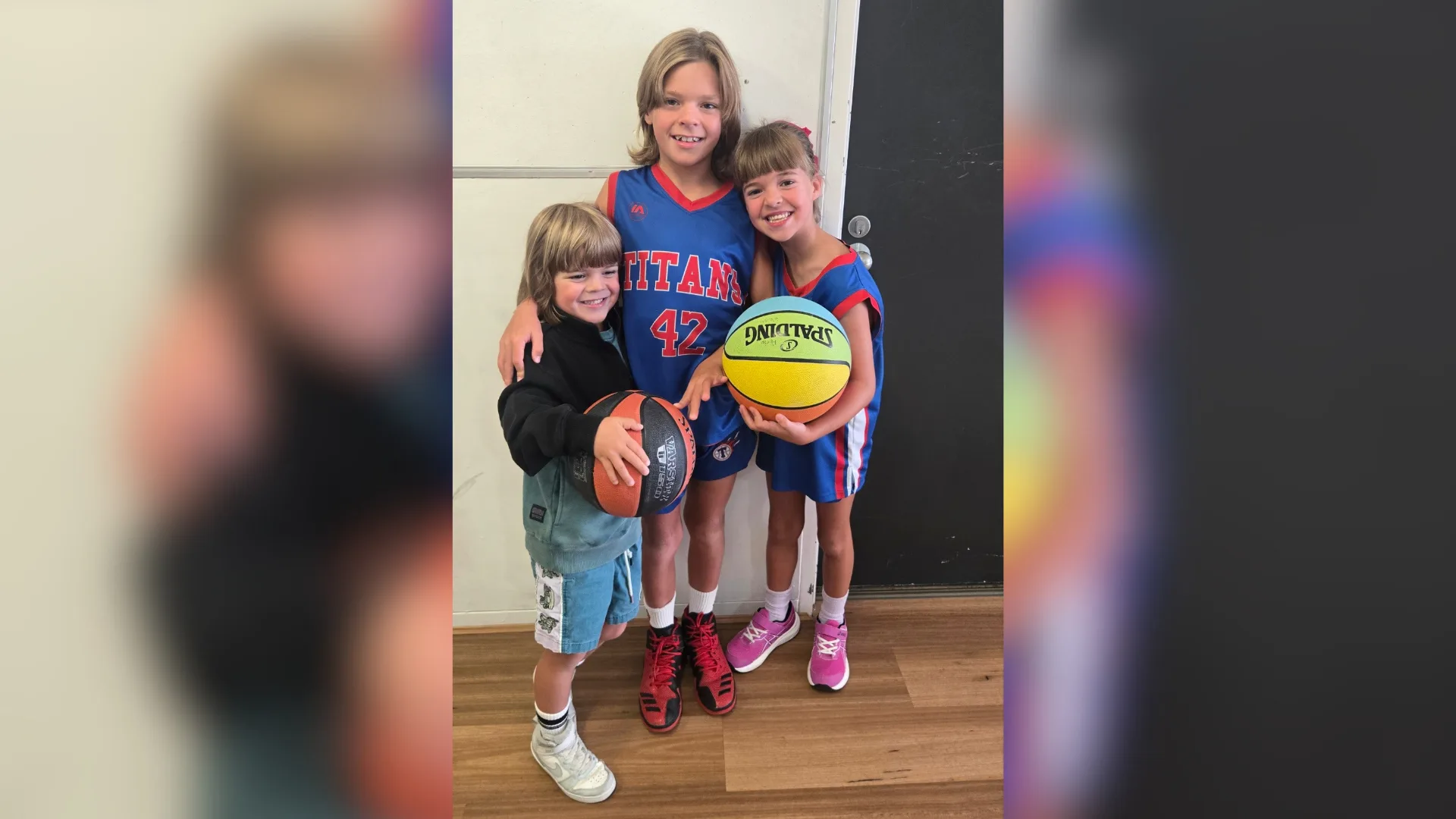 Lauren Newton kids play basketball