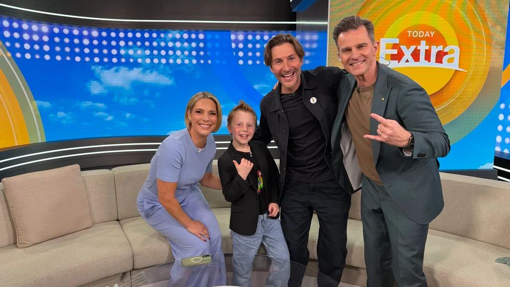 Miles and Joel Phillips on the set of Today Extra
