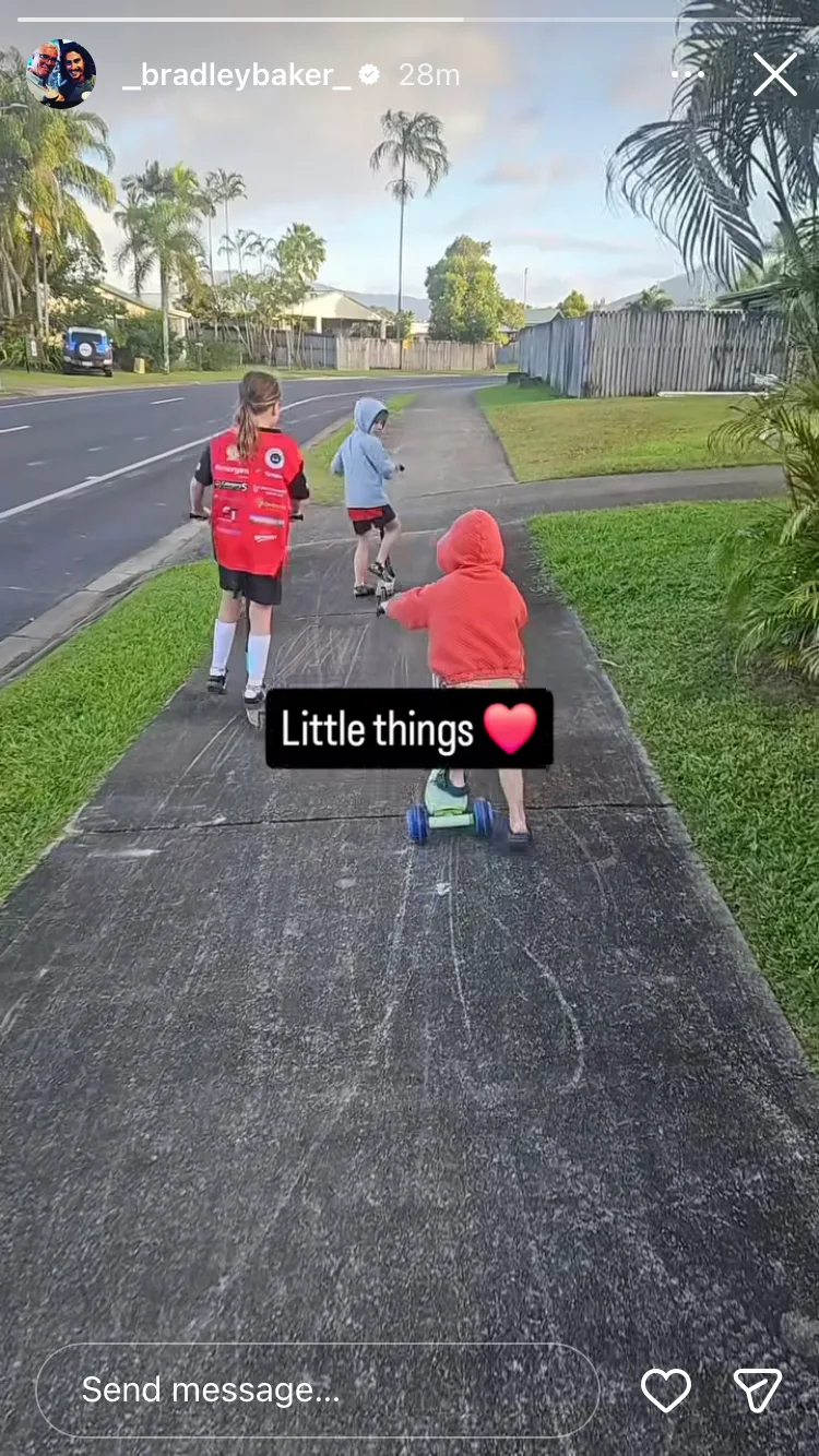 Brad The Block Instagram story with kids 