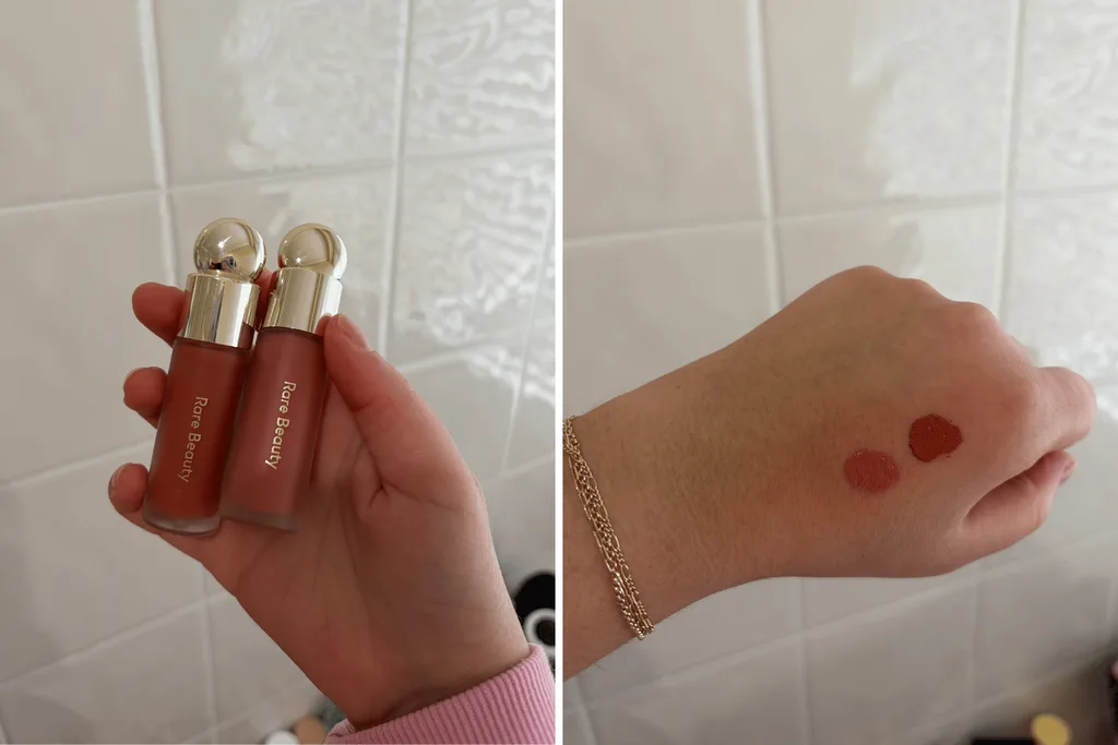 rare beauty soft pinch liquid blush in shades worth and love