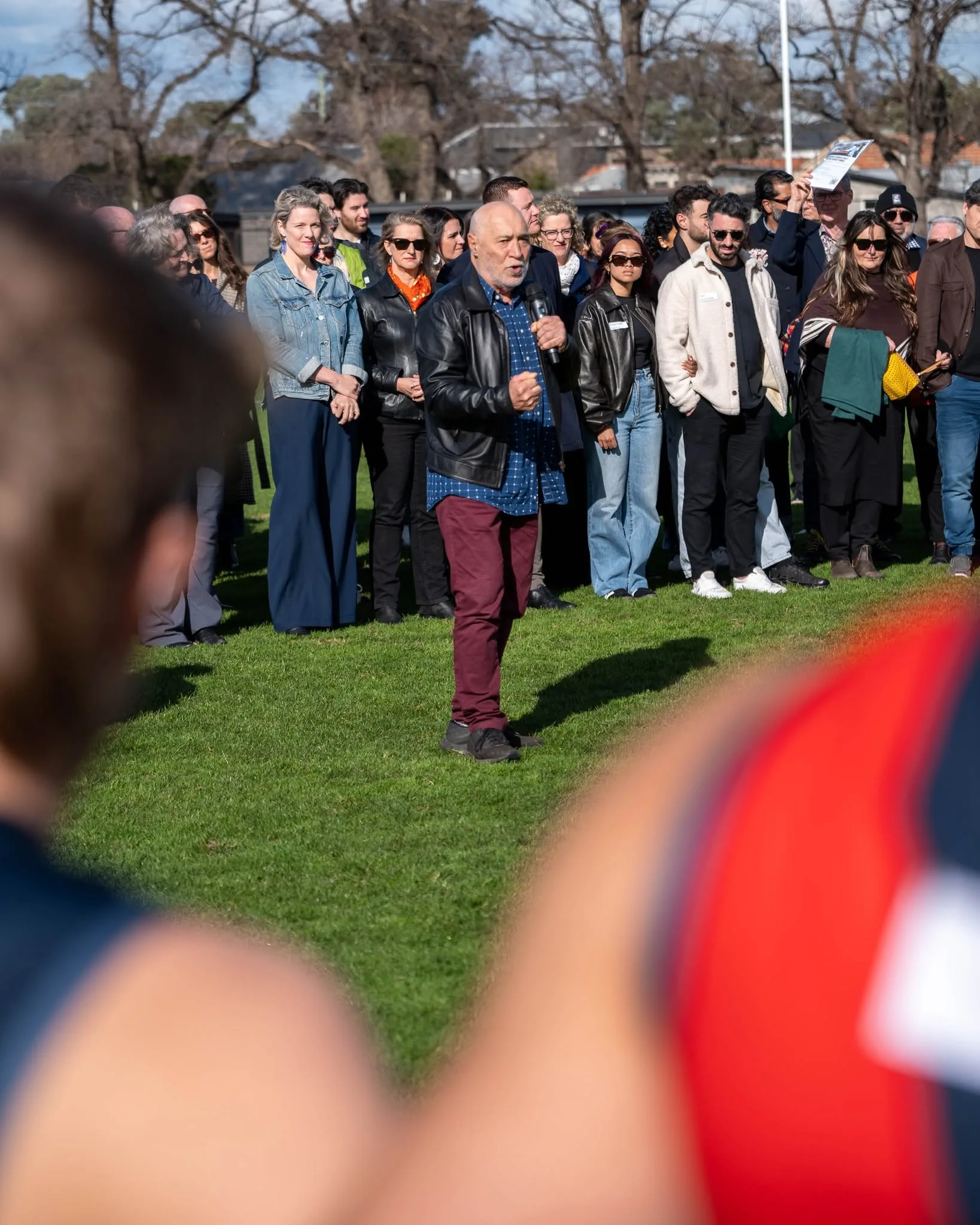 Phil talking to a crowd at Vicki Cleary memorial day
