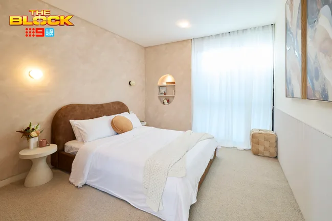 Lisa and Rosco The Block 2026 week one guest bedroom