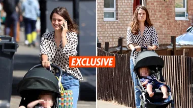 Tiger Lily Hutchence with son in London