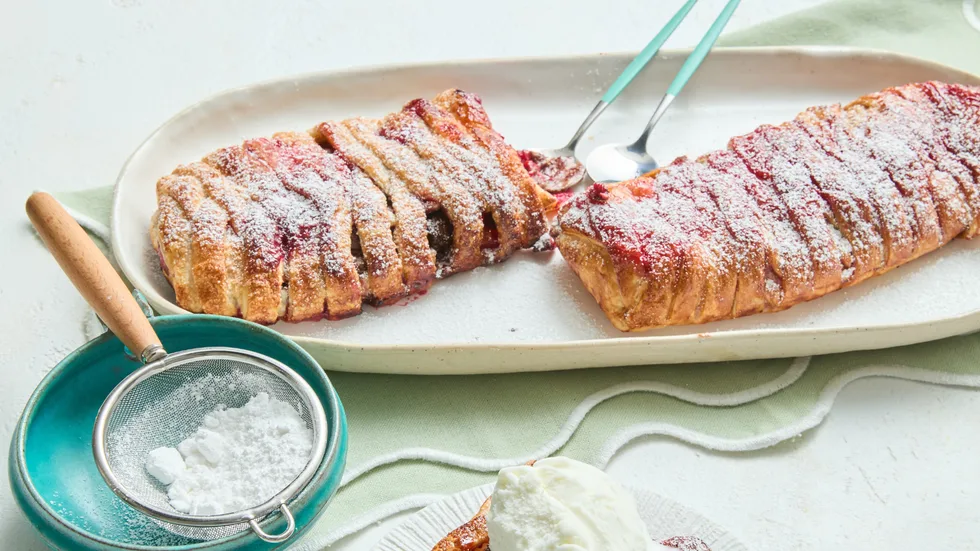 Pear Raspberry and Choc Danish