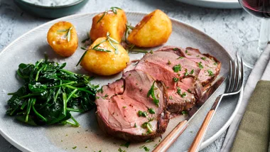 Air Fryer Roast Lamb with Mint Sauce