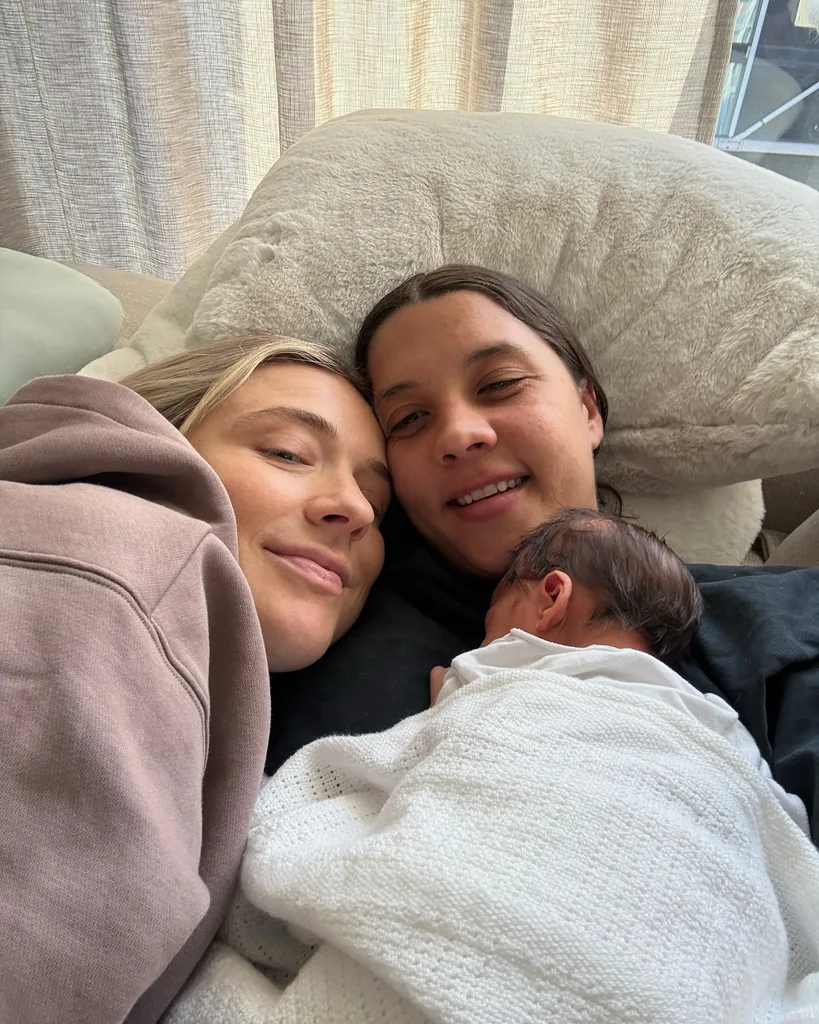 Sam Kerr, Kristie Mewis and their baby boy Jagger