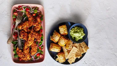 Cheesy Fajita Chicken and Corn with Tomato Salsa
