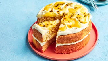 Tart and zesty! Our Passionfruit Lemon Mascarpone Sponge is your new go-to summer dessert