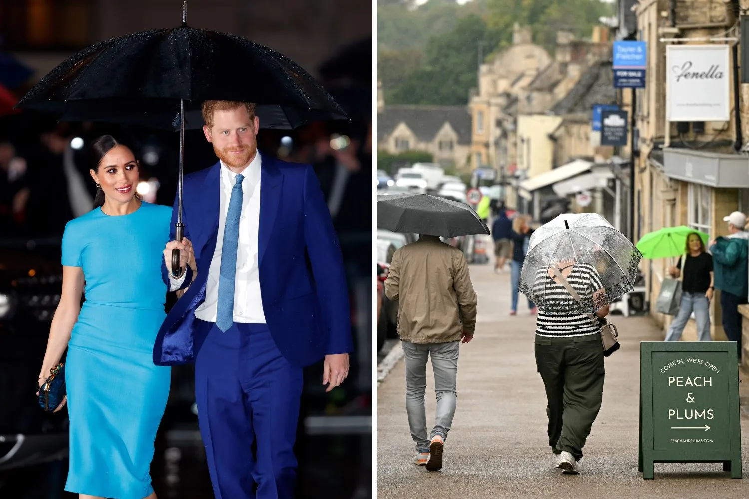 Prince Harry, Meghan Markle and a view of The Cotswolds