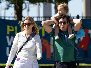 Shark survivor Leah Stewart with family