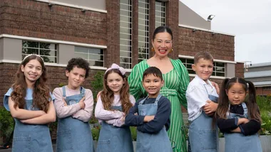 Poh Ling Yeow at the 10 Upfronts on October 28, 2026 with junior helpers NOT GOING ON JUNIOR MASTERCHEF