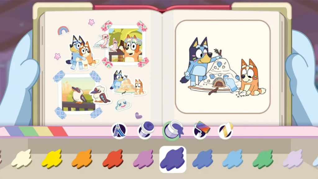 Make a scrapbook of memories on Bluey's Happy Snaps