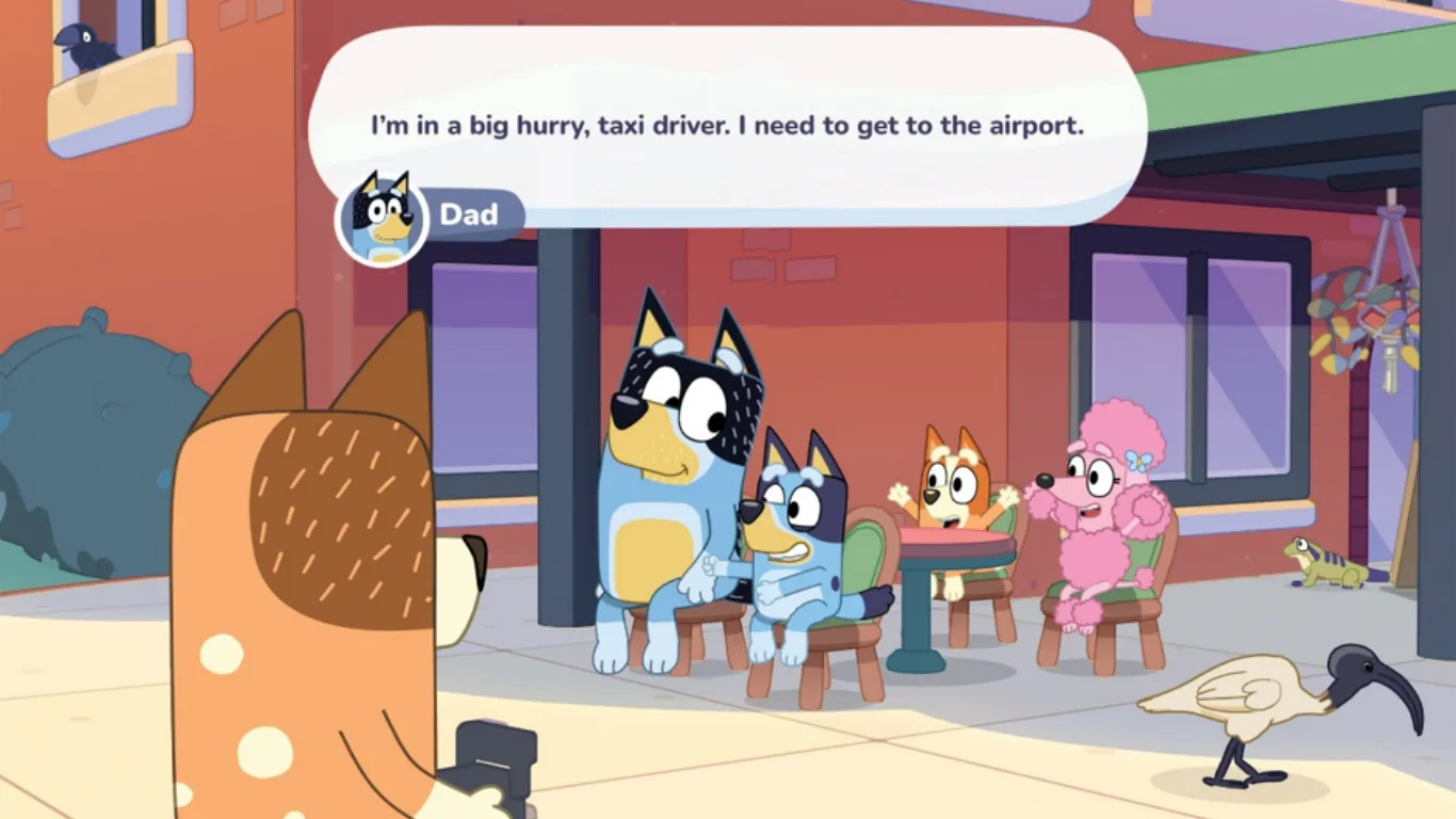 A game of taxi in Bluey's Happy Snaps