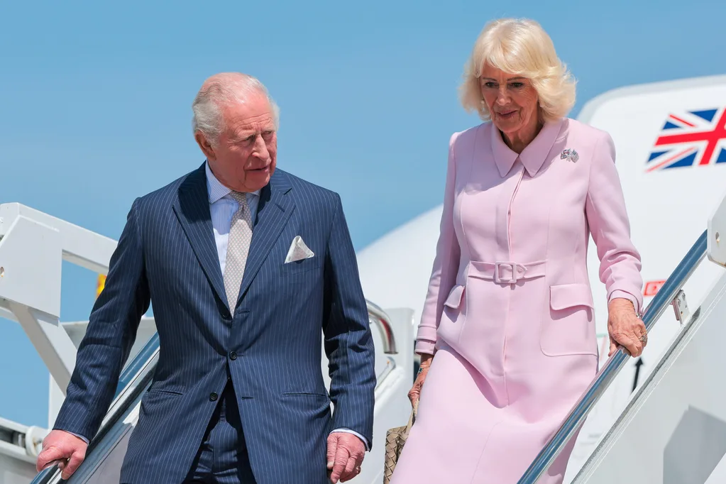 King Charles Queen Camilla flying