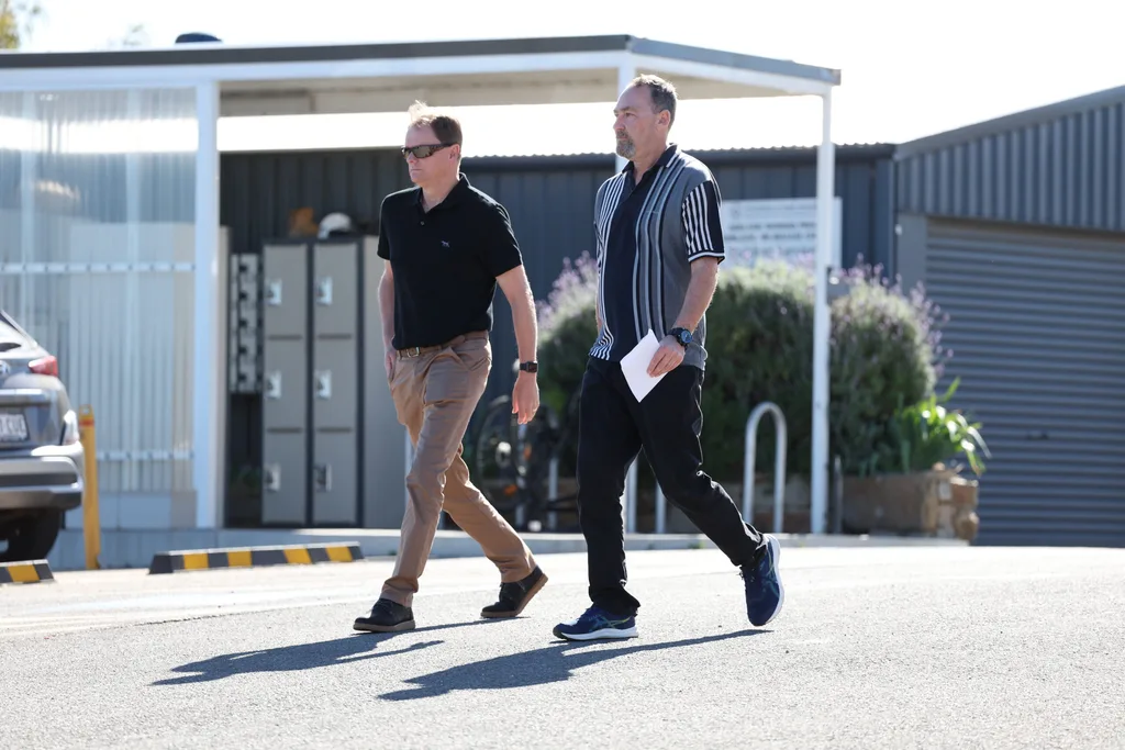 James Spyridon Vlassakis (right) outside of Adelaide Pre-release Centre on October 8