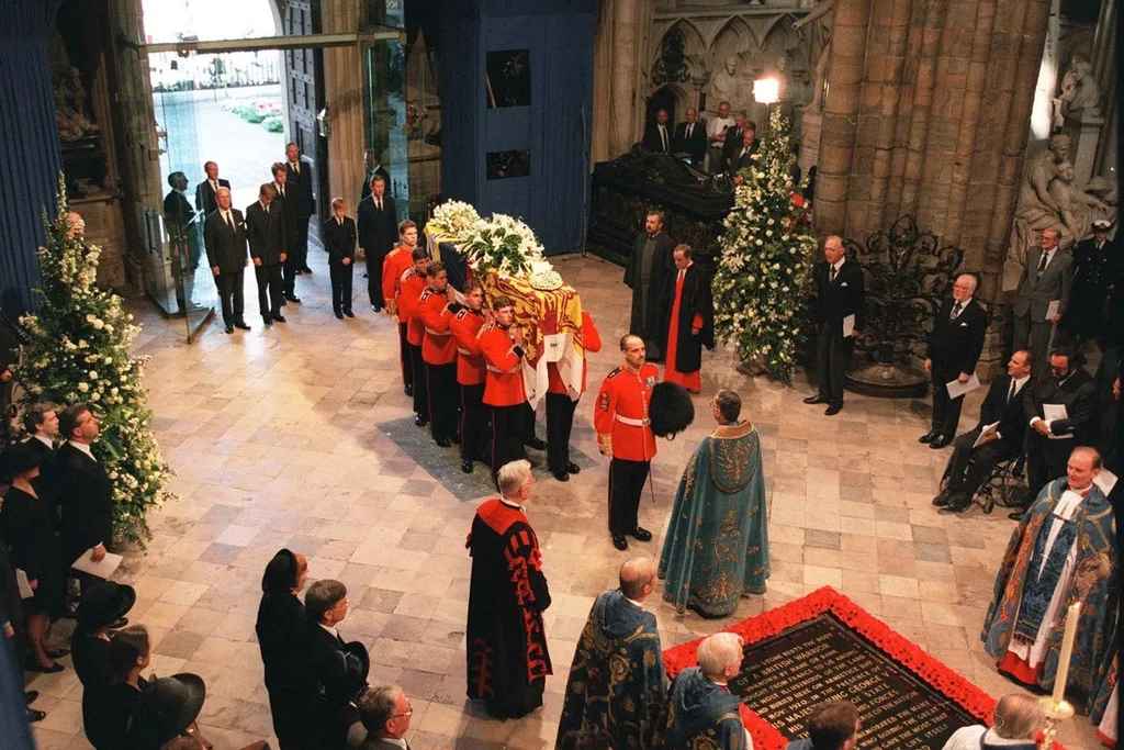Princess Diana funeral William Harry casket