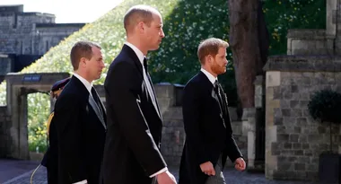 History repeats itself as Prince William and Prince Harry walk behind Philip’s coffin