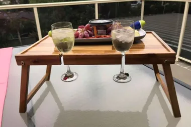 This $15 Kmart wine & cheese table hack means you can enjoy a cheeky glass anywhere!