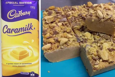5 ingredient slow cooker Caramilk Crunchie slice.