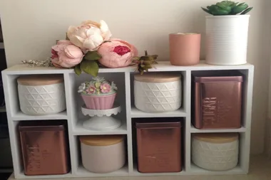 Kmart Mums are now making $15 TEA & COFFEE STATIONS to clean up kitchen clutter!