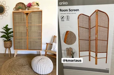 Don’t pay $2000! Woman makes amazing rattan cupboard using two unlikely Kmart products!