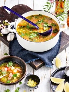 This vegetable and ham hock soup is perfect for those drizzly days!