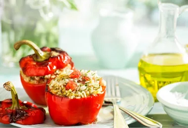 Tasty and healthy: Rice-stuffed capsicums are perfect for dinner